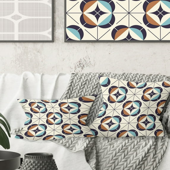 Designart Geometric Retro Design V' Mid-Century Modern Throw Pillow - 16x16