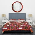 thumbnail image 1 of Designart 'Geometric Retro Flower Design I' Mid-Century Modern Duvet Cover Set, 1 of 4