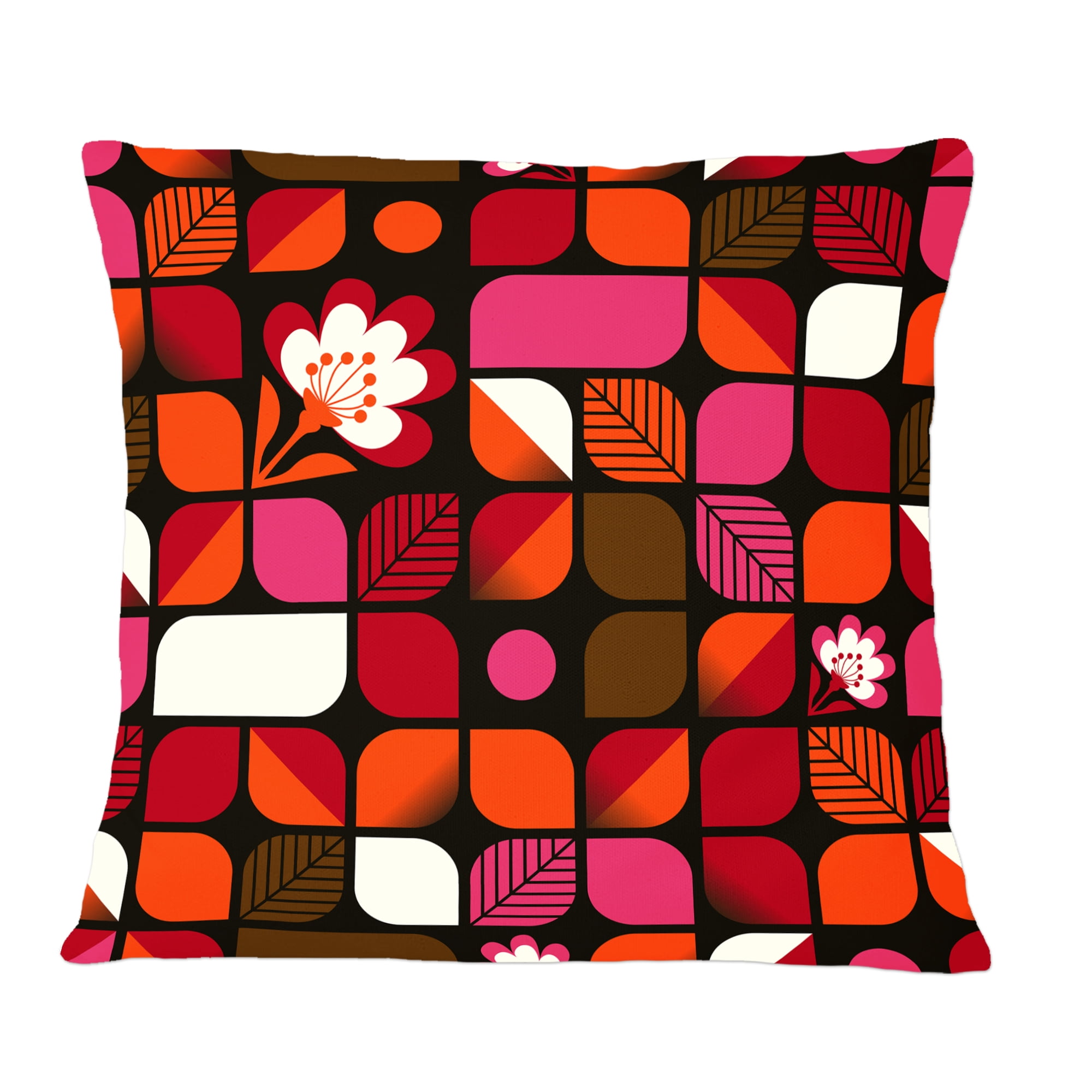 Designart Geometric Retro Flower Design I' Mid-Century Modern Throw Pillow - 12x20
