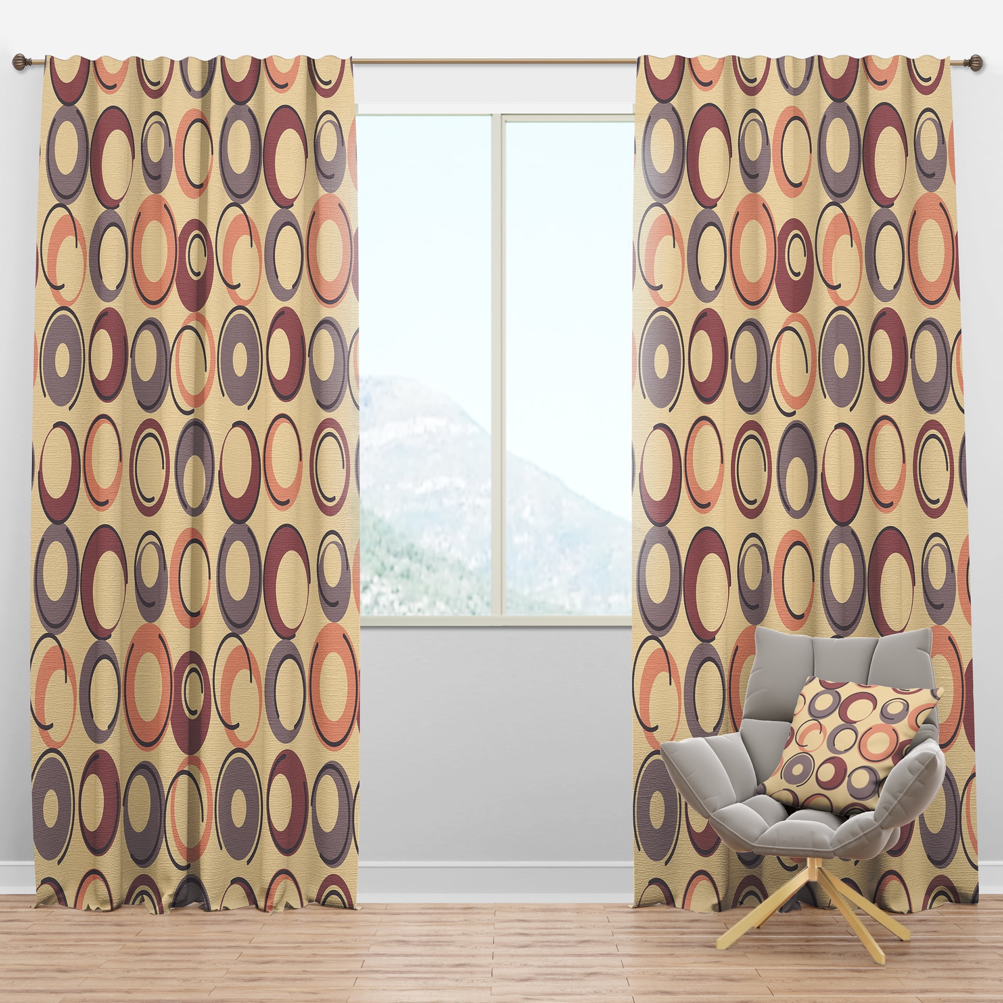 Designart 'Geometric Retro Pattern' Mid-Century Modern Blackout Curtain Panel