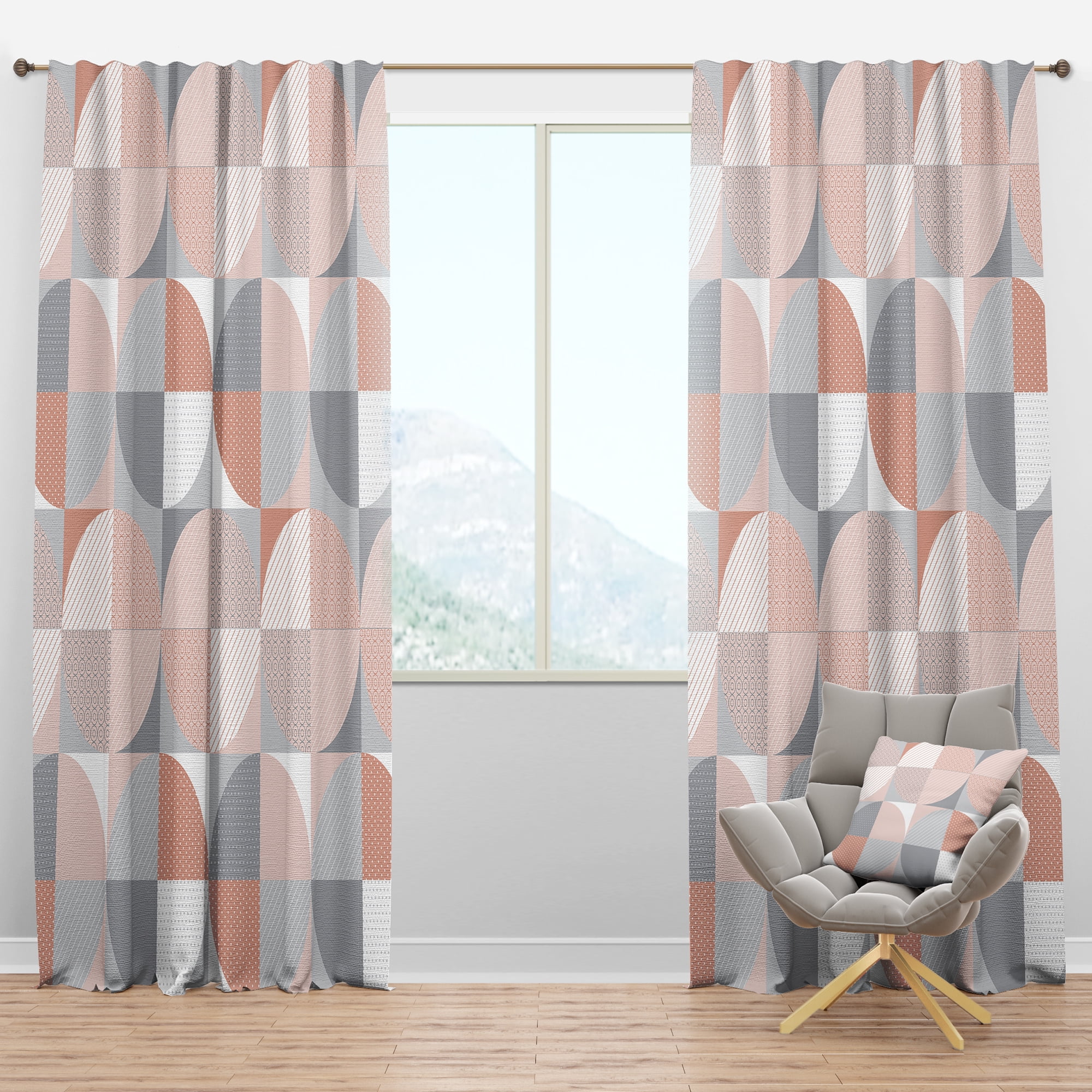 Designart 'Geometric Round Textured Pattern' Mid-Century Modern Blackout Curtain Panel