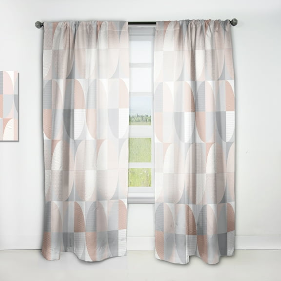 Designart 'Geometric Round Textured Pattern' Mid-Century Modern Curtain Panel