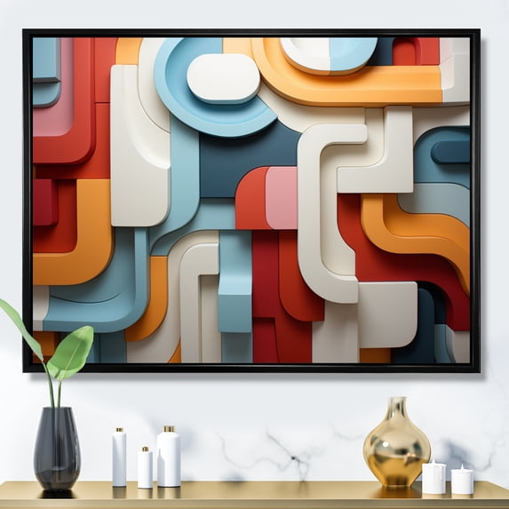 Designart "Geometric Snake Serpentine beauty V" Abstract Spirals Floater Framed Canvas Print