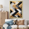 thumbnail image 1 of Designart "Geometric Tiles in Black and Gold II" Geometric Framed Wall Art - Modern Gold Abstract Geometric Entryway Framed Wall Art Print, 1 of 6