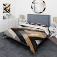 thumbnail image 1 of Designart "Geometric Tiles in Black and Gold III" Abstract Geometric Bedding Covert Set - Abstract Gold Modern Bed Set With 2 Shams, 1 of 5