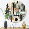 thumbnail image 1 of Designart "Geometric Tranquility Cream and Blue III" Minimalism Metal Round Wall Art, 1 of 5