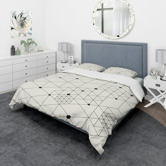 Designart 'Geometric Triangular Composition' Mid-Century Modern Duvet Cover Set