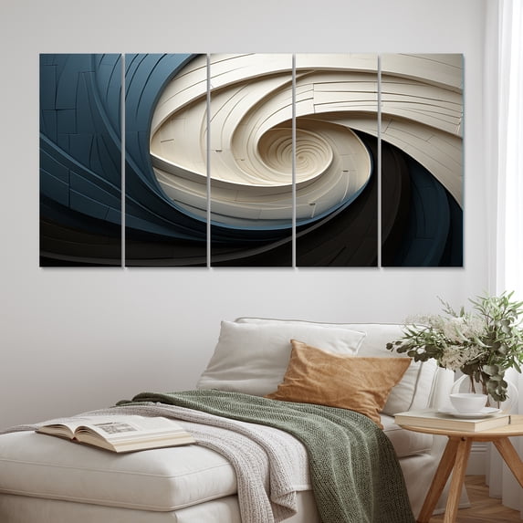 Designart "Geometric VORTEX I" Abstract Spirals Metal Wall Décor Set