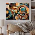 thumbnail image 1 of Designart "Geometric Vibrations Orange and Blue III" Modern Geometric Metal Art Print, 1 of 1