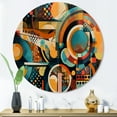thumbnail image 1 of Designart "Geometric Vibrations Orange and Blue III" Modern Geometric Metal Round Wall Decor, 1 of 5