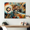 thumbnail image 1 of Designart "Geometric Vibrations Orange and Blue V" Modern Geometric Metal Wall Decor, 1 of 4