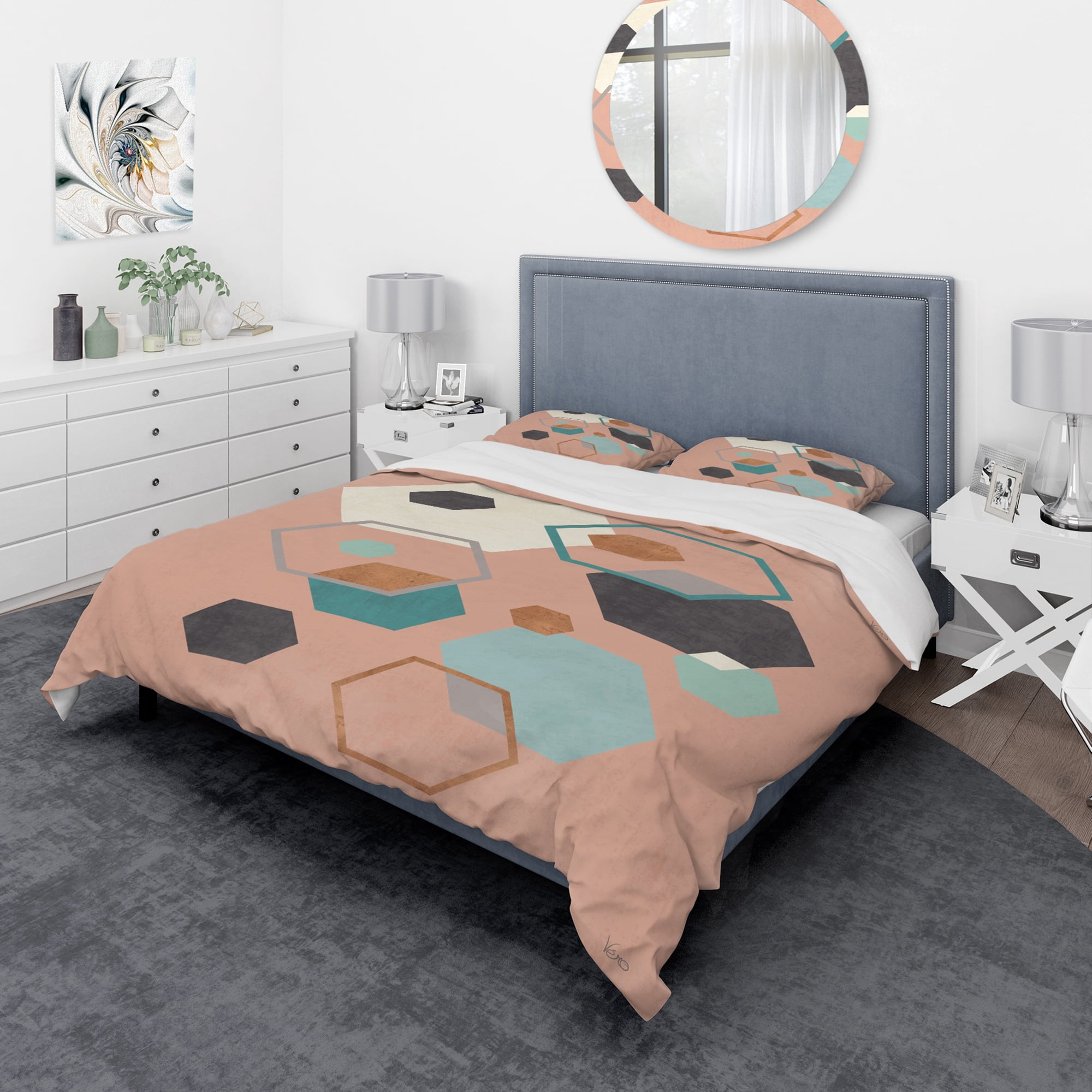 Designart 'Geometric hexagons Pattern II' Geometric Duvet Cover Set