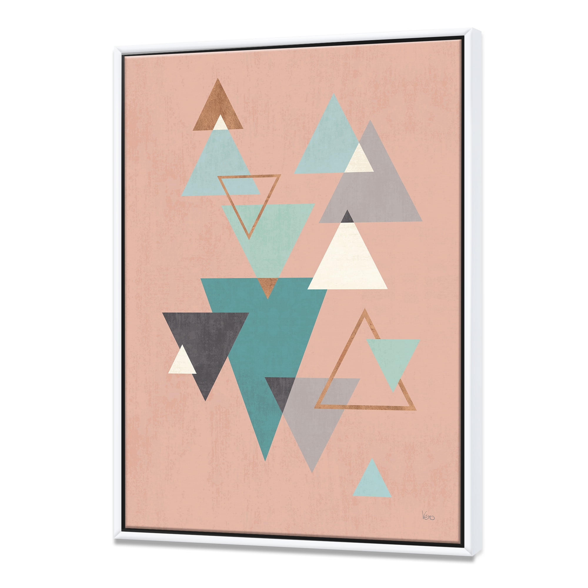 Designart ' Geometric hexagons Pattern III ' Transitional Framed Canvas