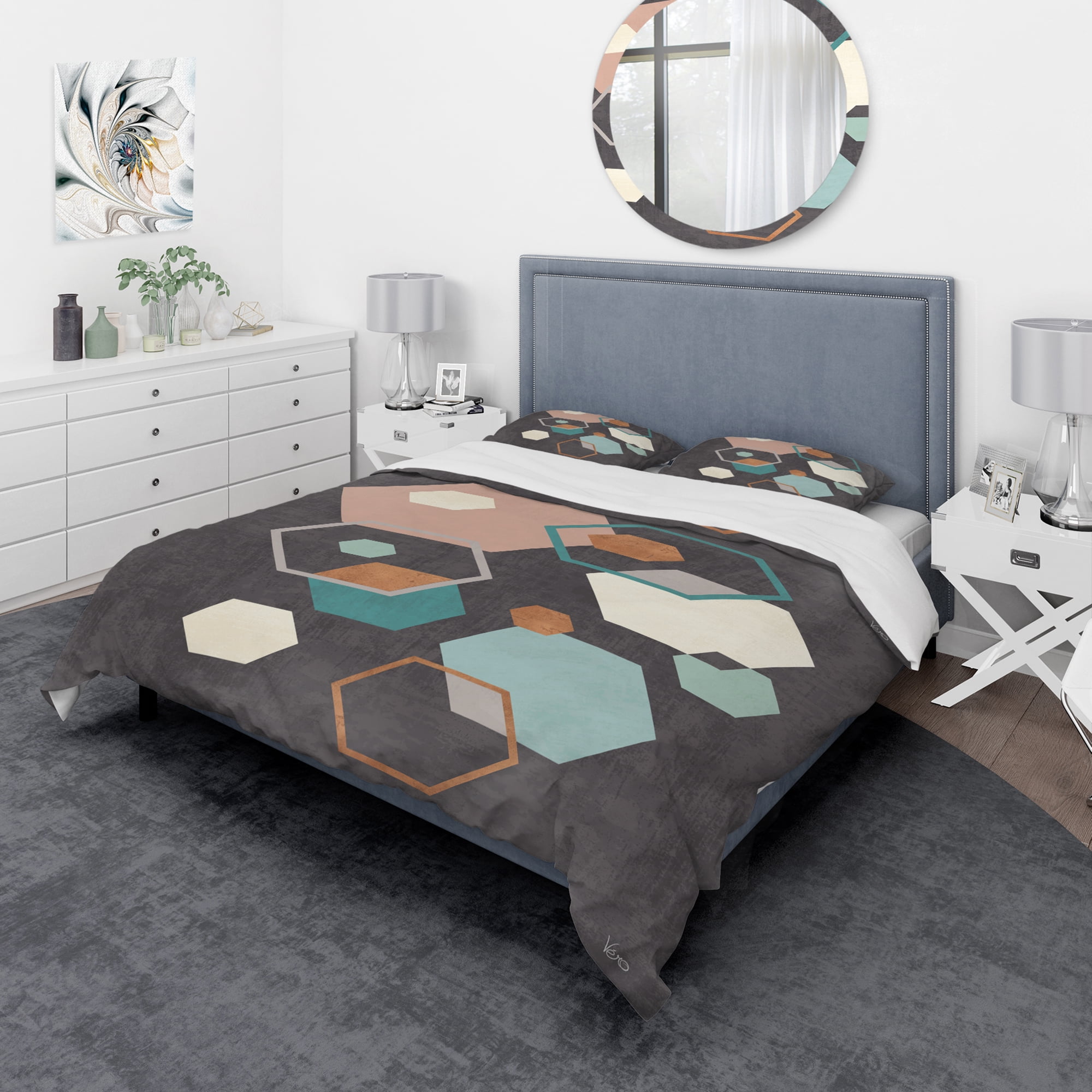Designart 'Geometric hexagons Pattern IV' Geometric Duvet Cover Set
