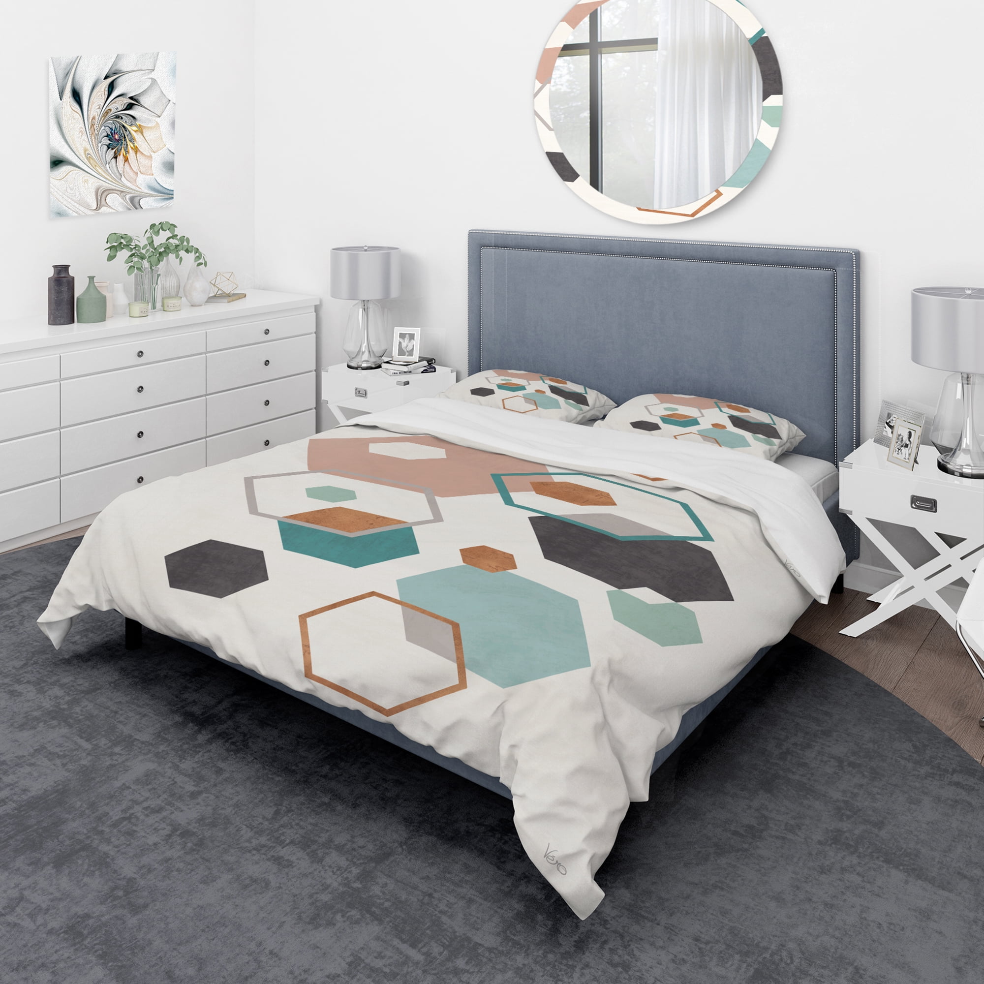 Designart 'Geometric hexagons Pattern VII' Geometric Duvet Cover Set