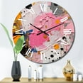 thumbnail image 1 of Designart "Geometric in Pink and Grey I" Modern Oversized Wall Clock, 1 of 5