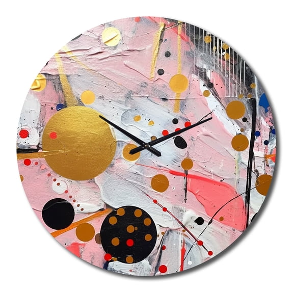 Designart "Geometric in Pink and Grey II" Modern Oversized Wall Clock