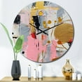 thumbnail image 1 of Designart "Geometric in Pink and Grey III" Modern Oversized Wall Clock, 1 of 5