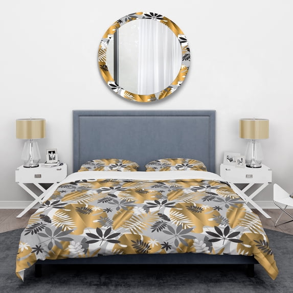 Designart 'Geometric luxury jungle foliage pattern' Mid-Century Modern Duvet Cover Set