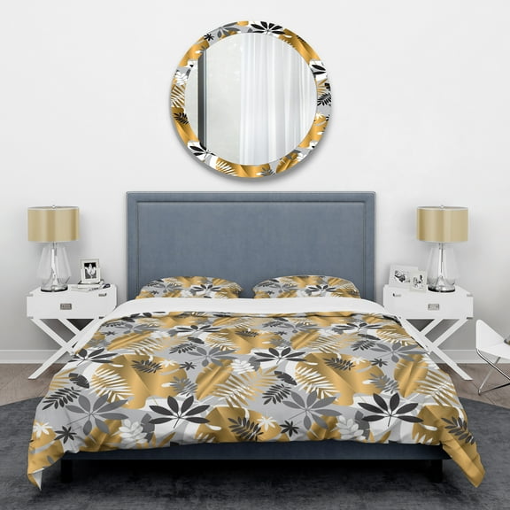 Designart 'Geometric luxury jungle foliage pattern' Mid-Century Modern Duvet Cover Set