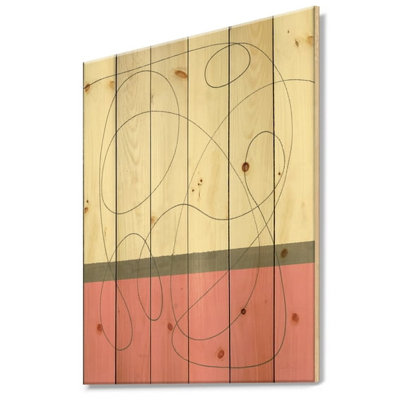 Designart 'GeometricNeapolitan I' Shabby Chic Print on Natural Pine Wood
