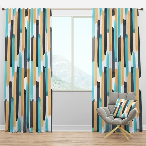 Designart 'Geometrical Abstract Retro I' Mid-Century Modern Blackout Curtain Panel