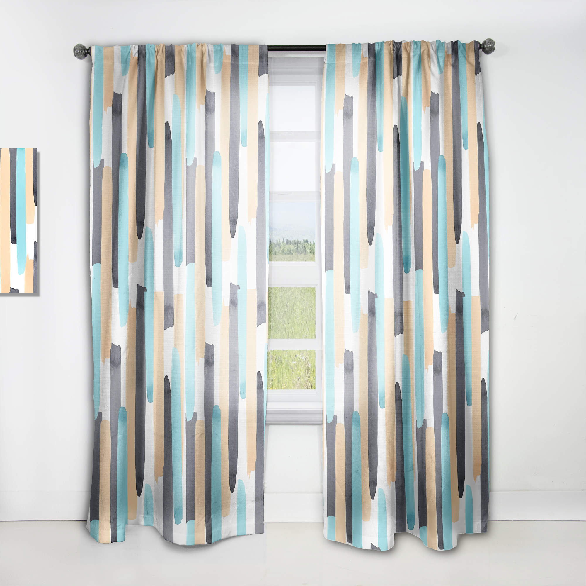 Designart 'Geometrical Abstract Retro I' Mid-Century Modern Curtain Panel