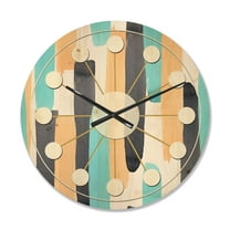 Designart 'Geometrical Abstract Retro I' Mid-Century Modern Wood Wall Clock