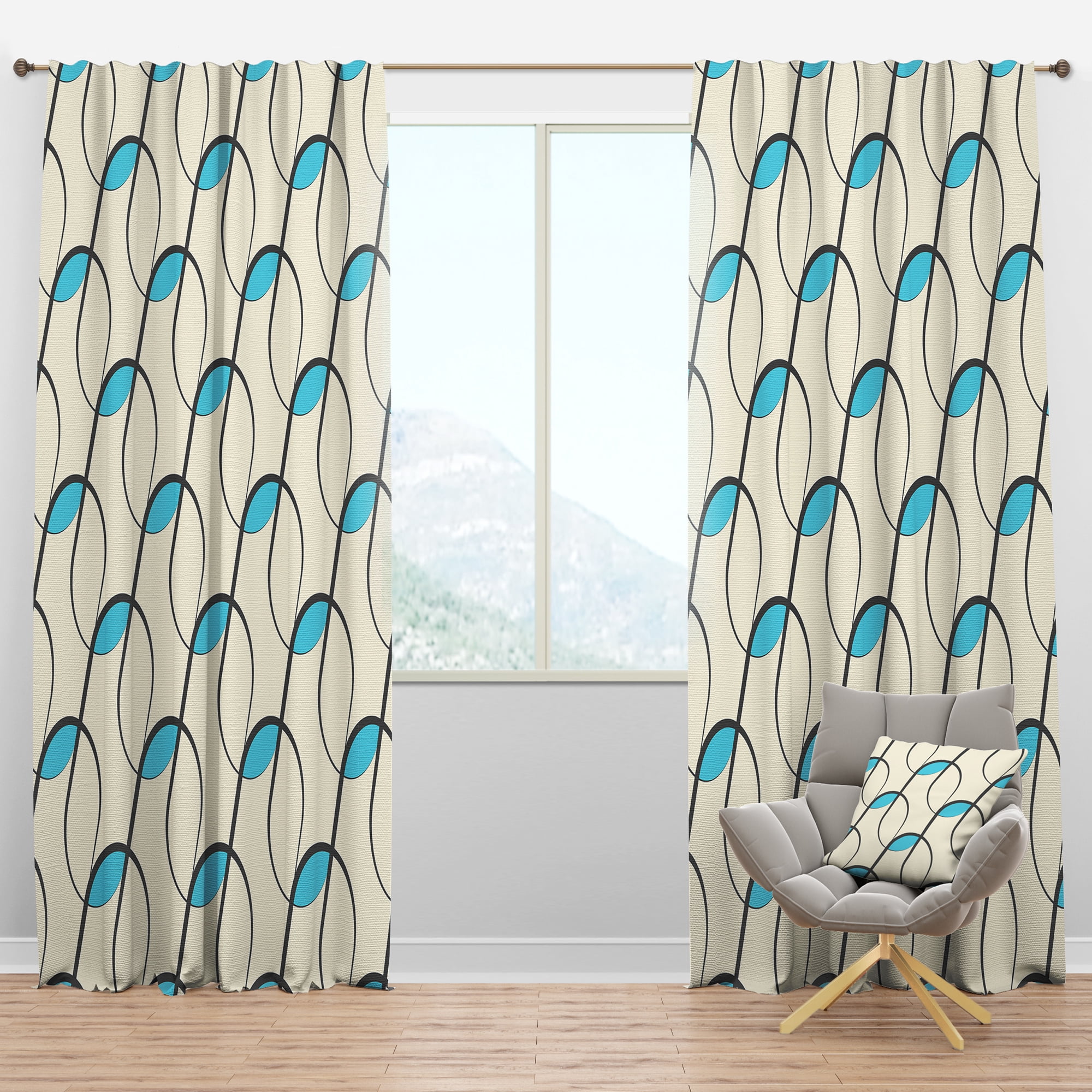 Designart 'Geometrical Abstract Retro Minimal Pattern I' Mid-Century Modern Blackout Curtain Panel