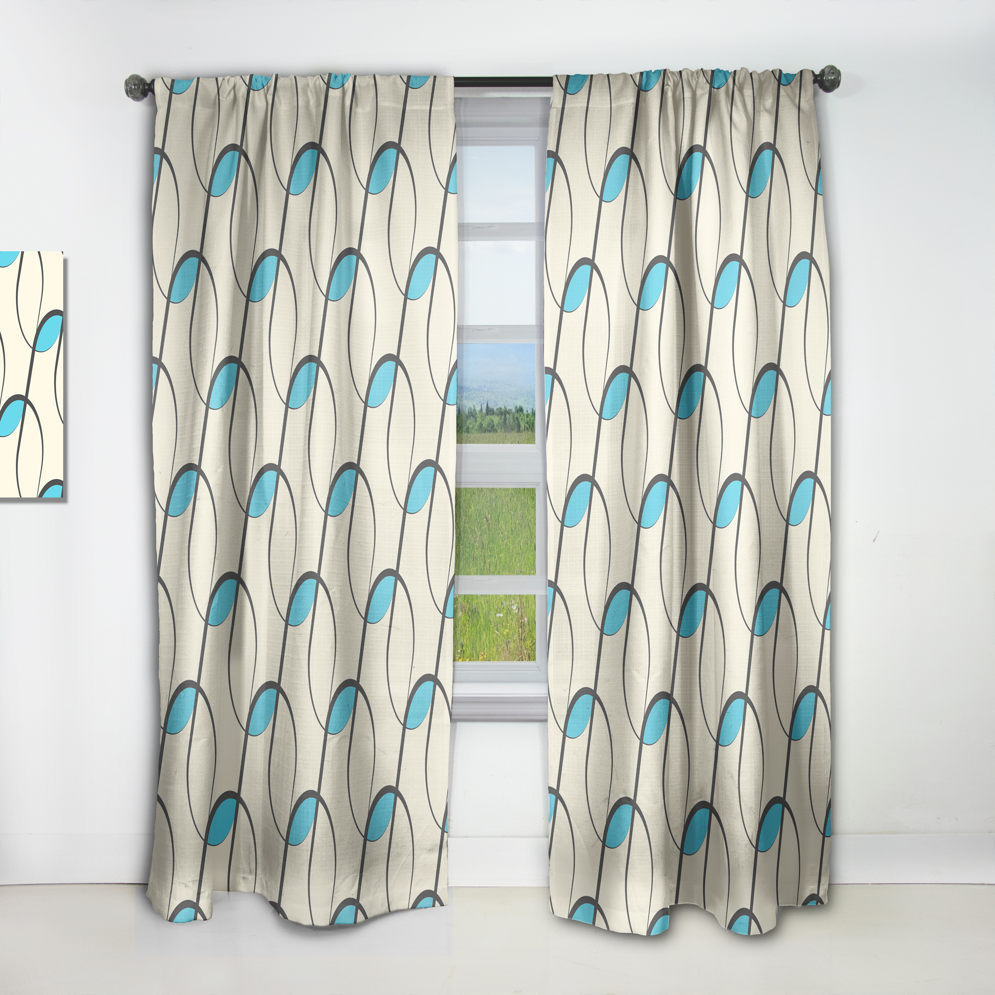 Designart 'Geometrical Abstract Retro Minimal Pattern I' Mid-Century Modern Curtain Panel