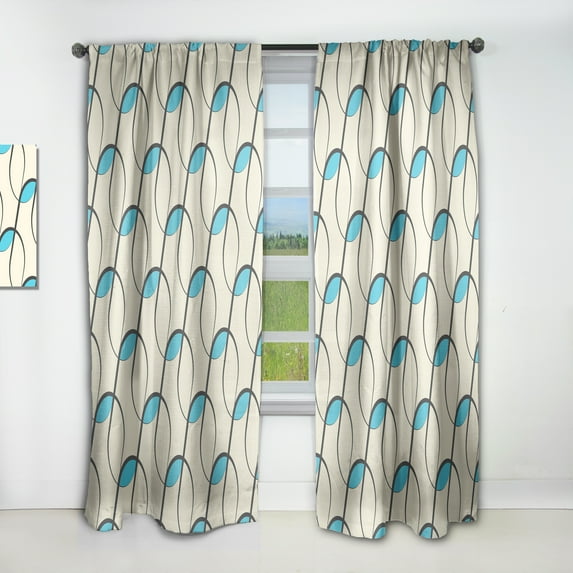 Designart 'Geometrical Abstract Retro Minimal Pattern I' Mid-Century Modern Curtain Panel