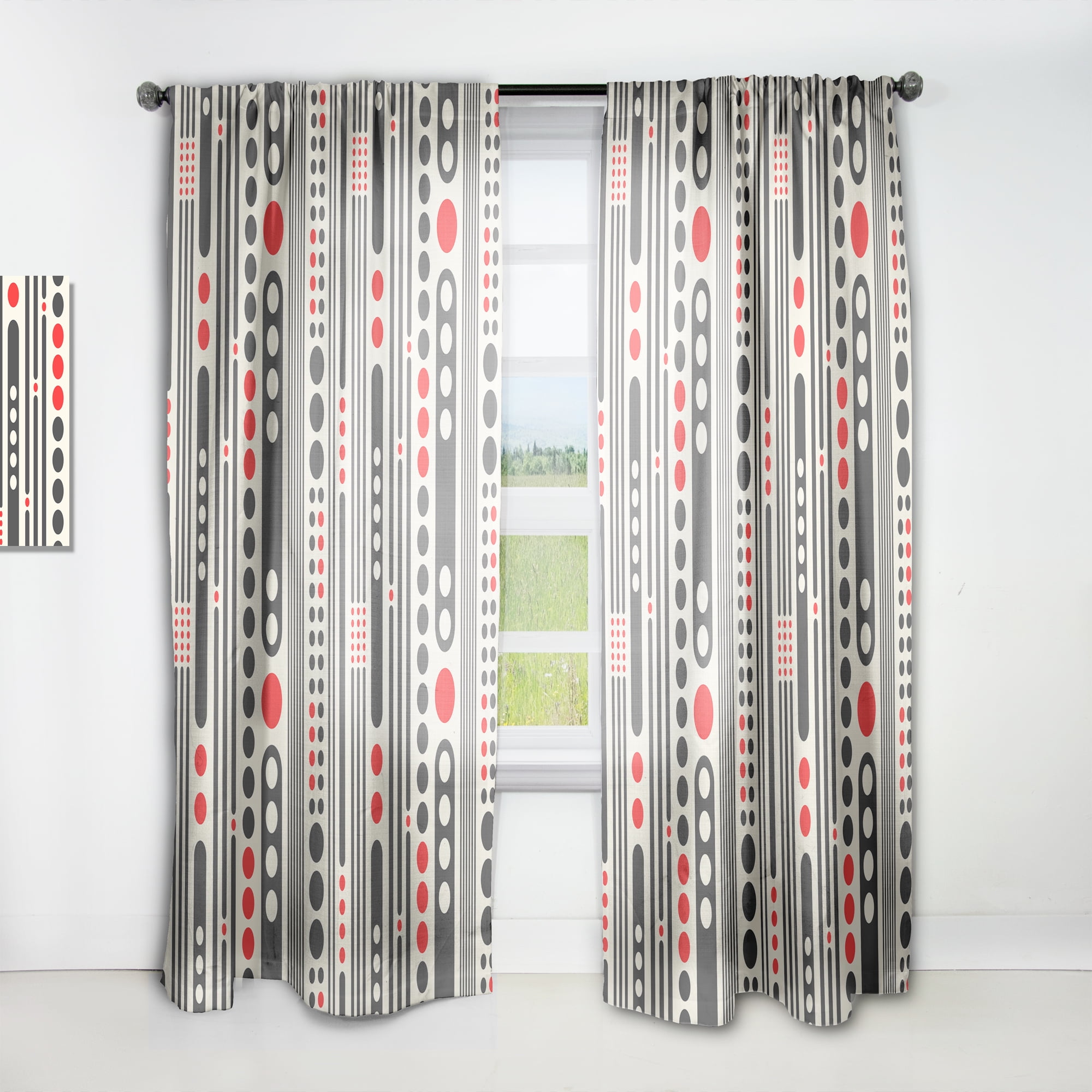 Designart 'Geometrical Abstract Retro Minimal Pattern II' Mid-Century Modern Curtain Panel