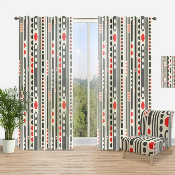 Designart 'Geometrical Abstract Retro Minimal Pattern II' Mid-Century Modern Curtain Panel