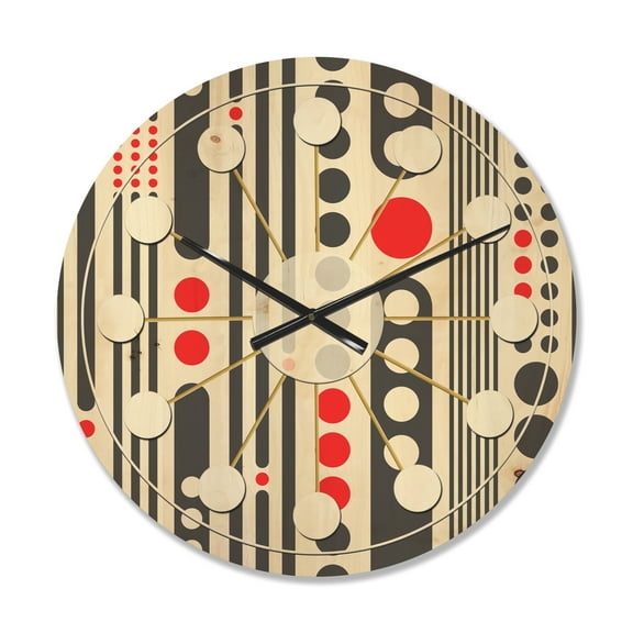 Designart 'Geometrical Abstract Retro Minimal Pattern II' Mid-Century Modern Wood Wall Clock