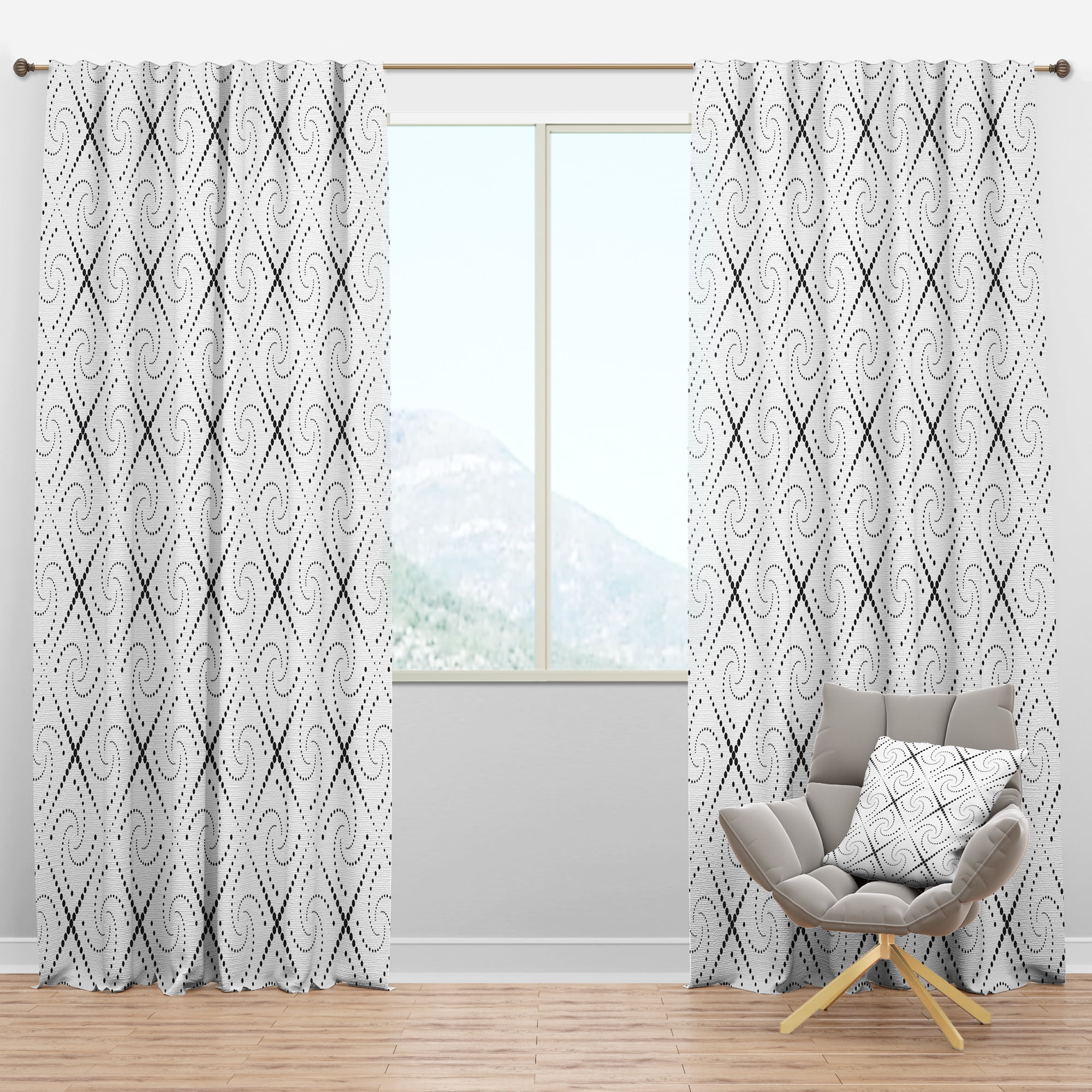 Designart 'Geometrical Abstract Retro Minimal Pattern III' Mid-Century Modern Blackout Curtain Panel