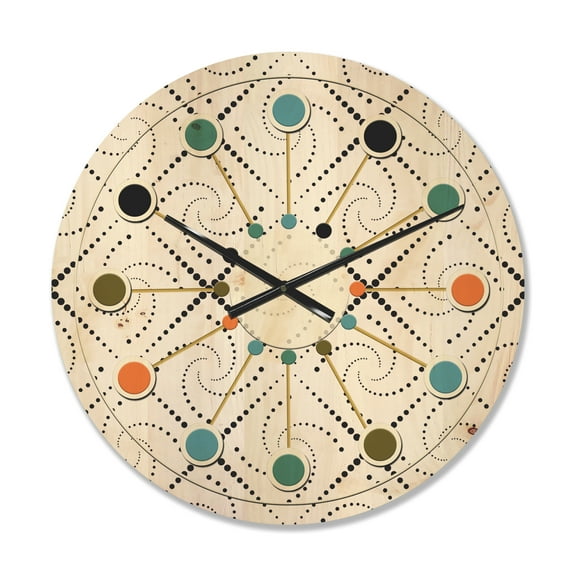 Designart 'Geometrical Abstract Retro Minimal Pattern III' Mid-Century Modern Wood Wall Clock
