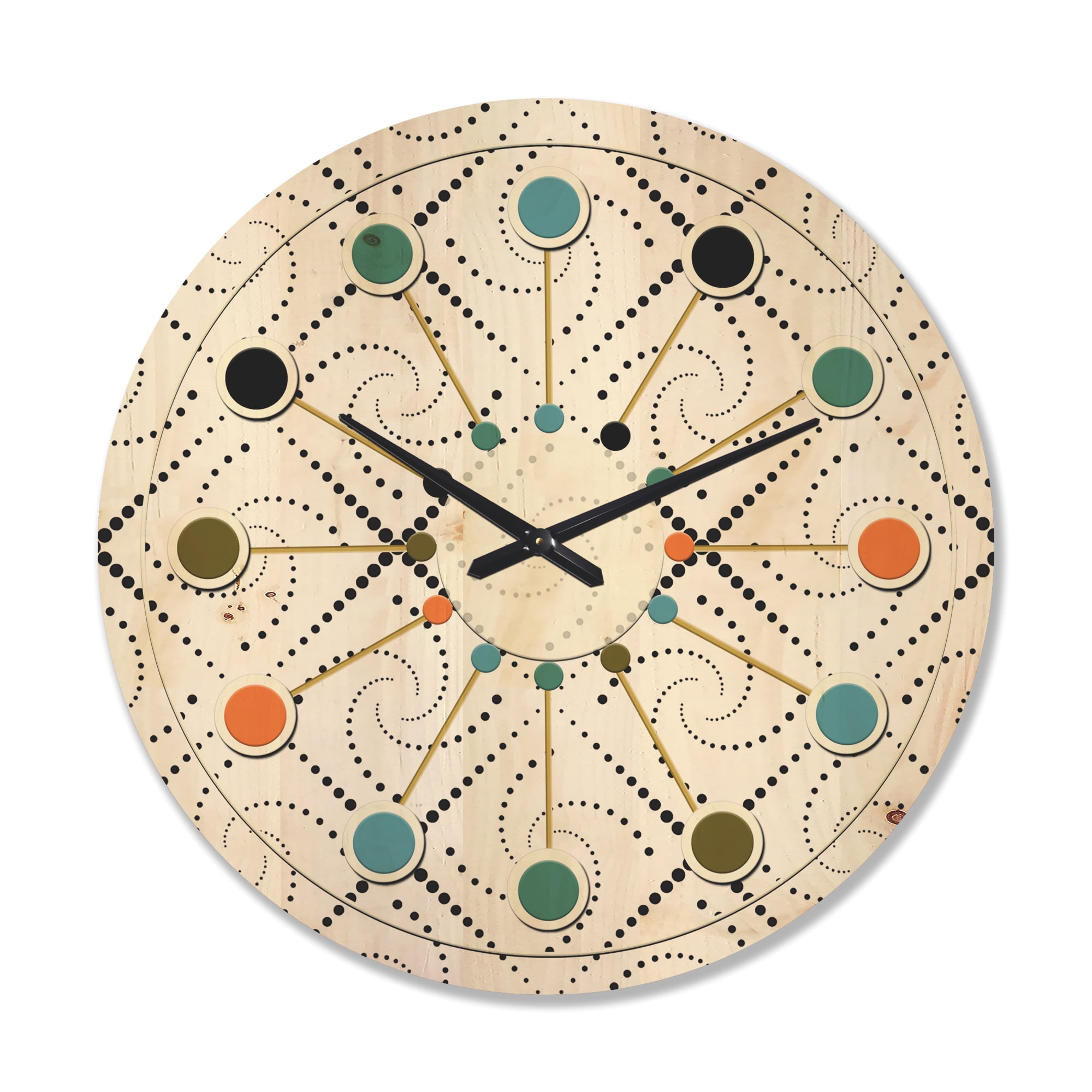 Designart 'Geometrical Abstract Retro Minimal Pattern III' Mid-Century Modern Wood Wall Clock