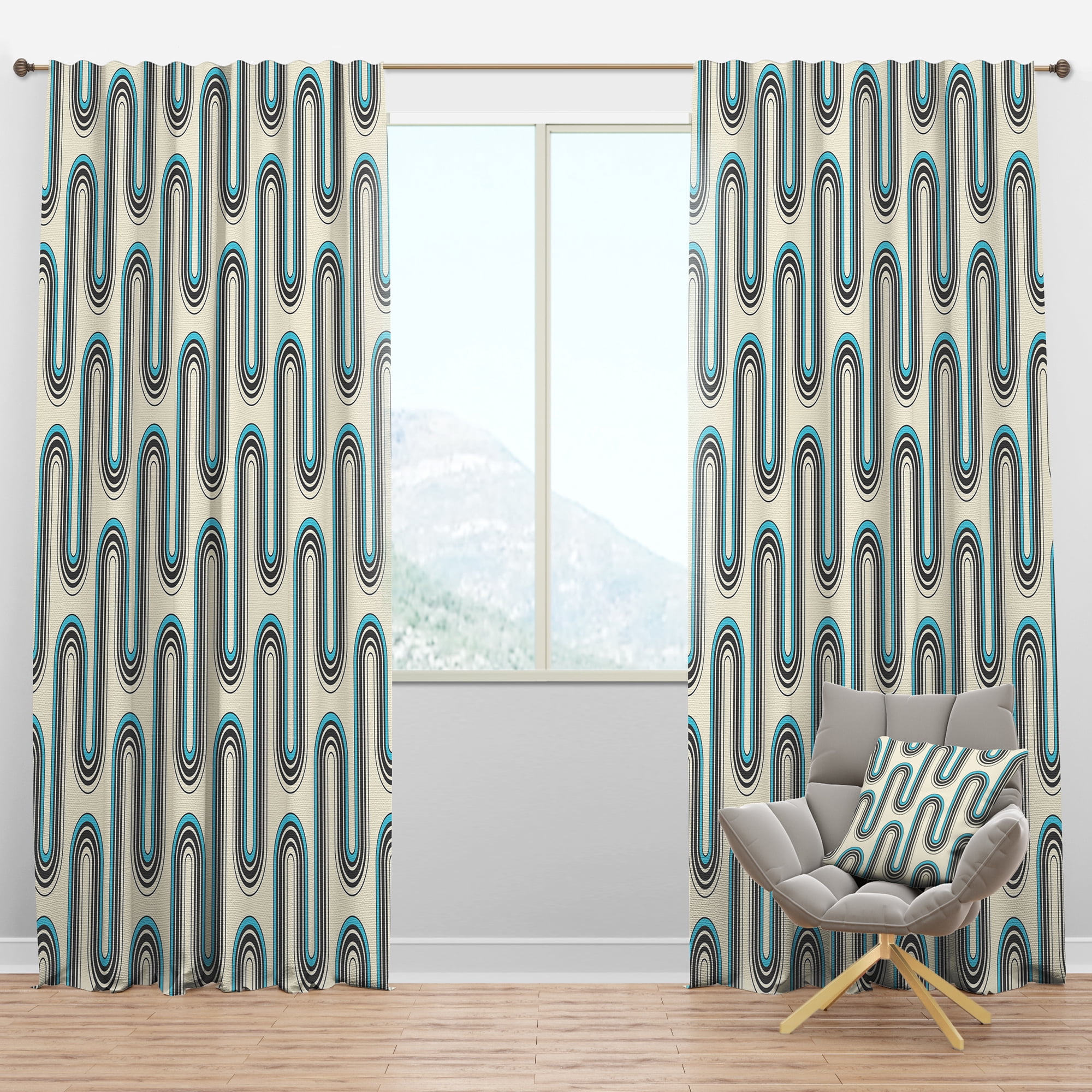 Designart 'Geometrical Abstract Retro Minimal Pattern IV' Mid-Century Modern Blackout Curtain Panel