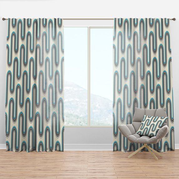 Designart 'Geometrical Abstract Retro Minimal Pattern IV' Mid-Century Modern Curtain Panel