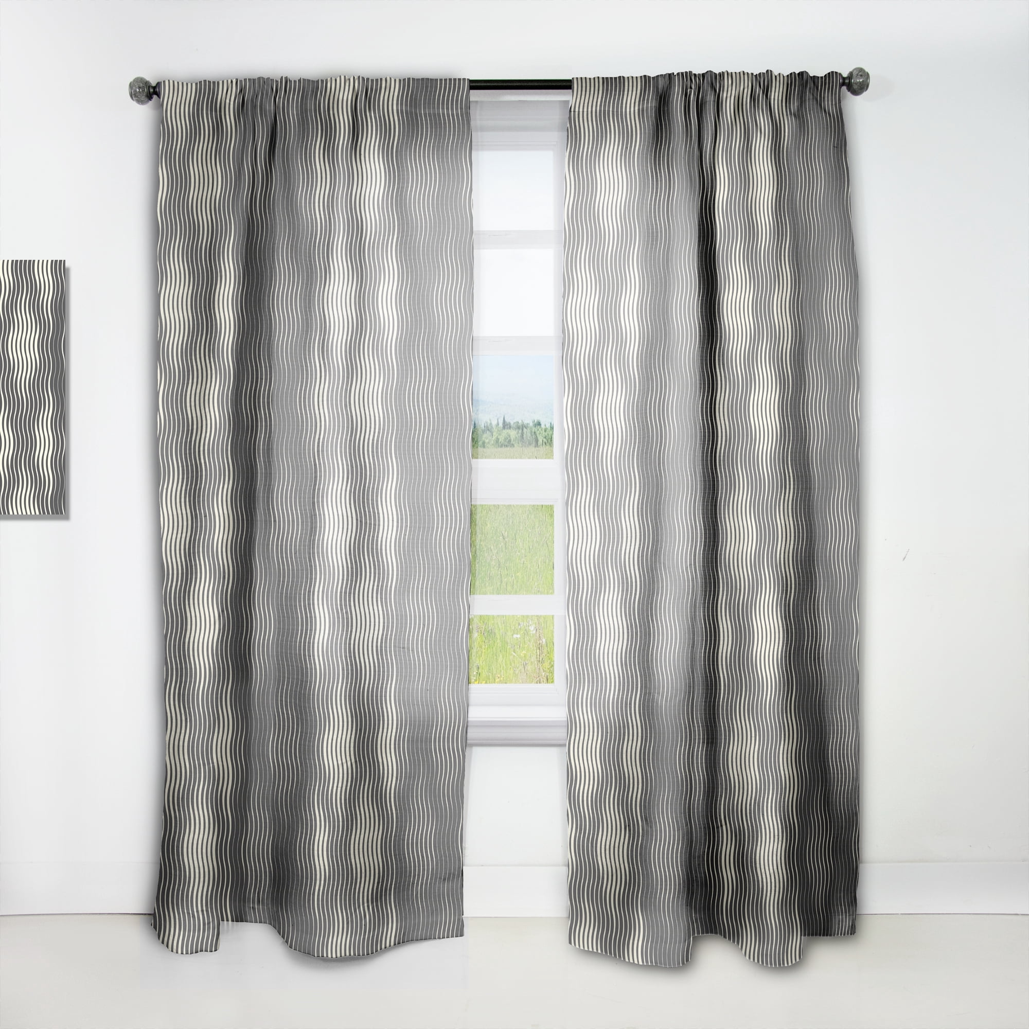 Designart 'Geometrical Abstract Retro Minimal Pattern V' Mid-Century Modern Curtain Panel