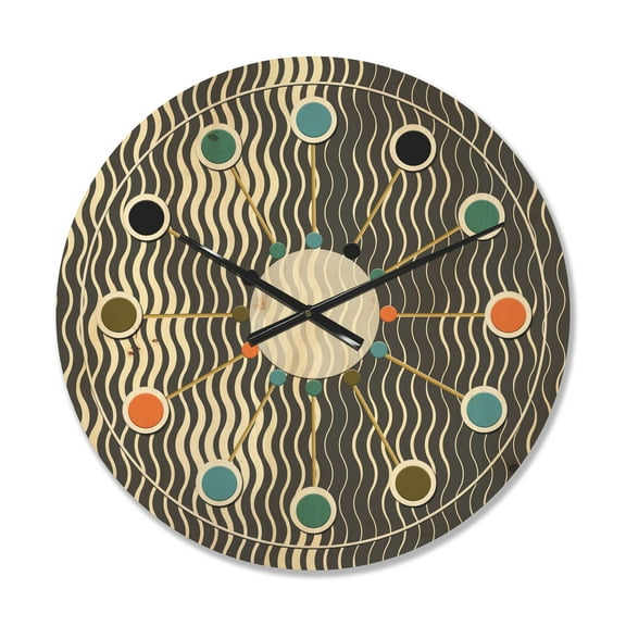 Designart 'Geometrical Abstract Retro Minimal Pattern V' Mid-Century Modern Wood Wall Clock