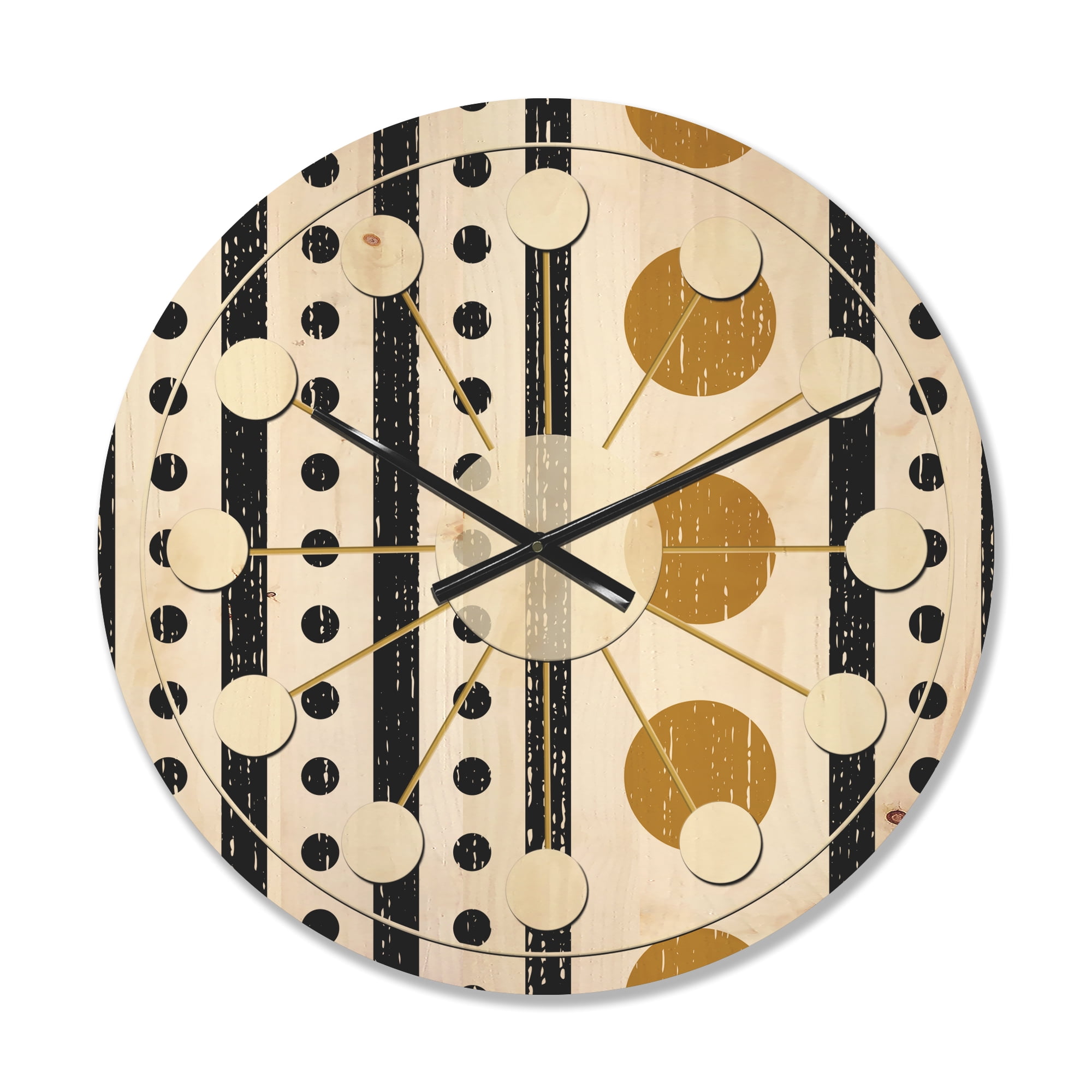 Designart 'Geometrical Abstract Retro Minimal Pattern VI' Mid-Century Modern Wood Wall Clock