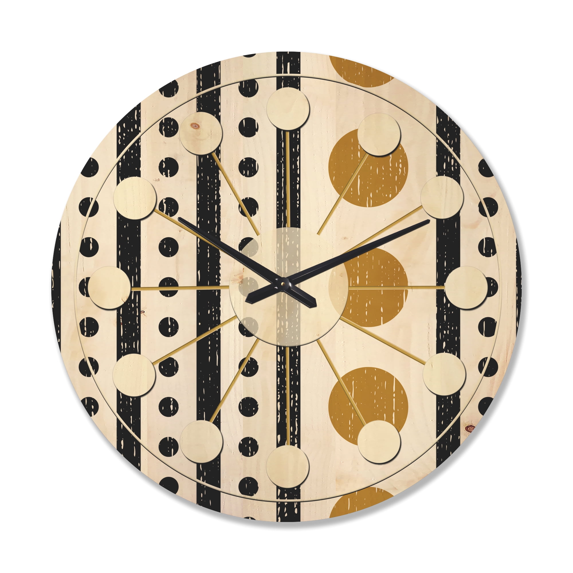 Designart 'Geometrical Abstract Retro Minimal Pattern VI' Mid-Century Modern Wood Wall Clock