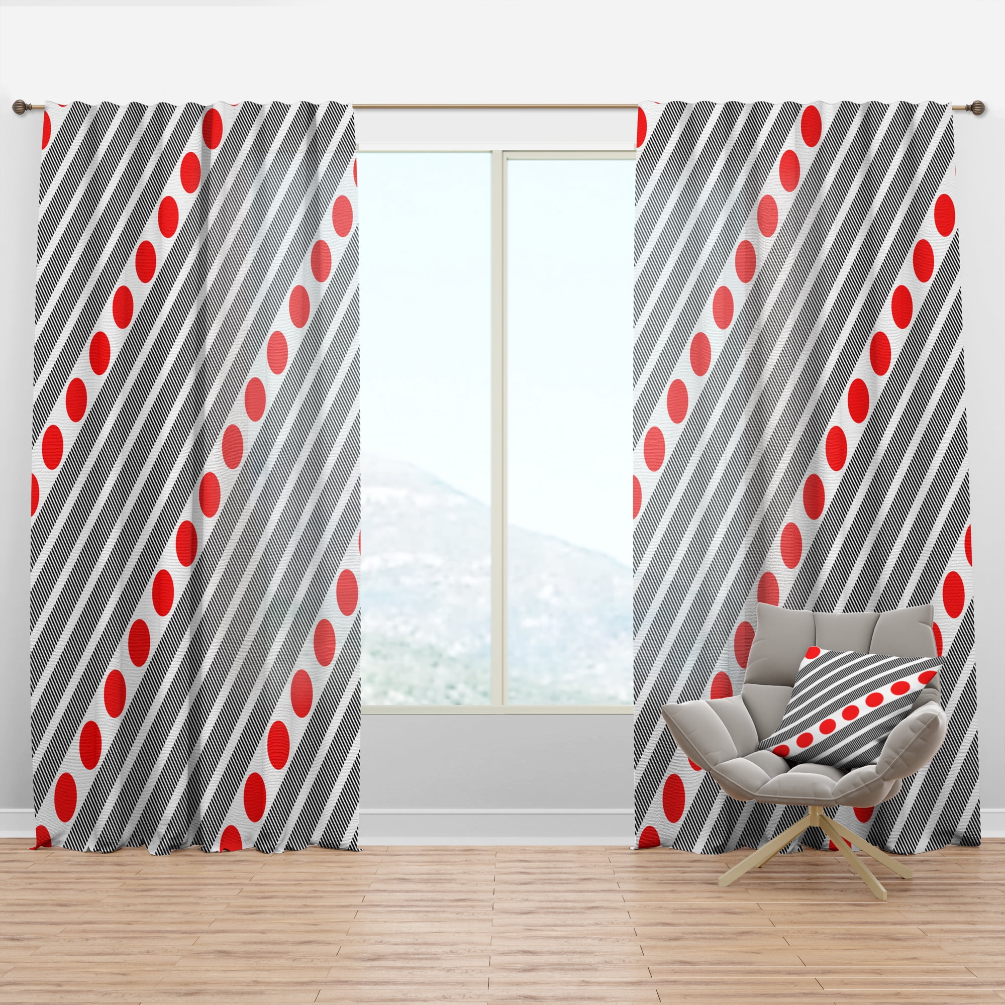Designart 'Geometrical Abstract Retro Minimal Pattern XI' Mid-Century Modern Curtain Panel