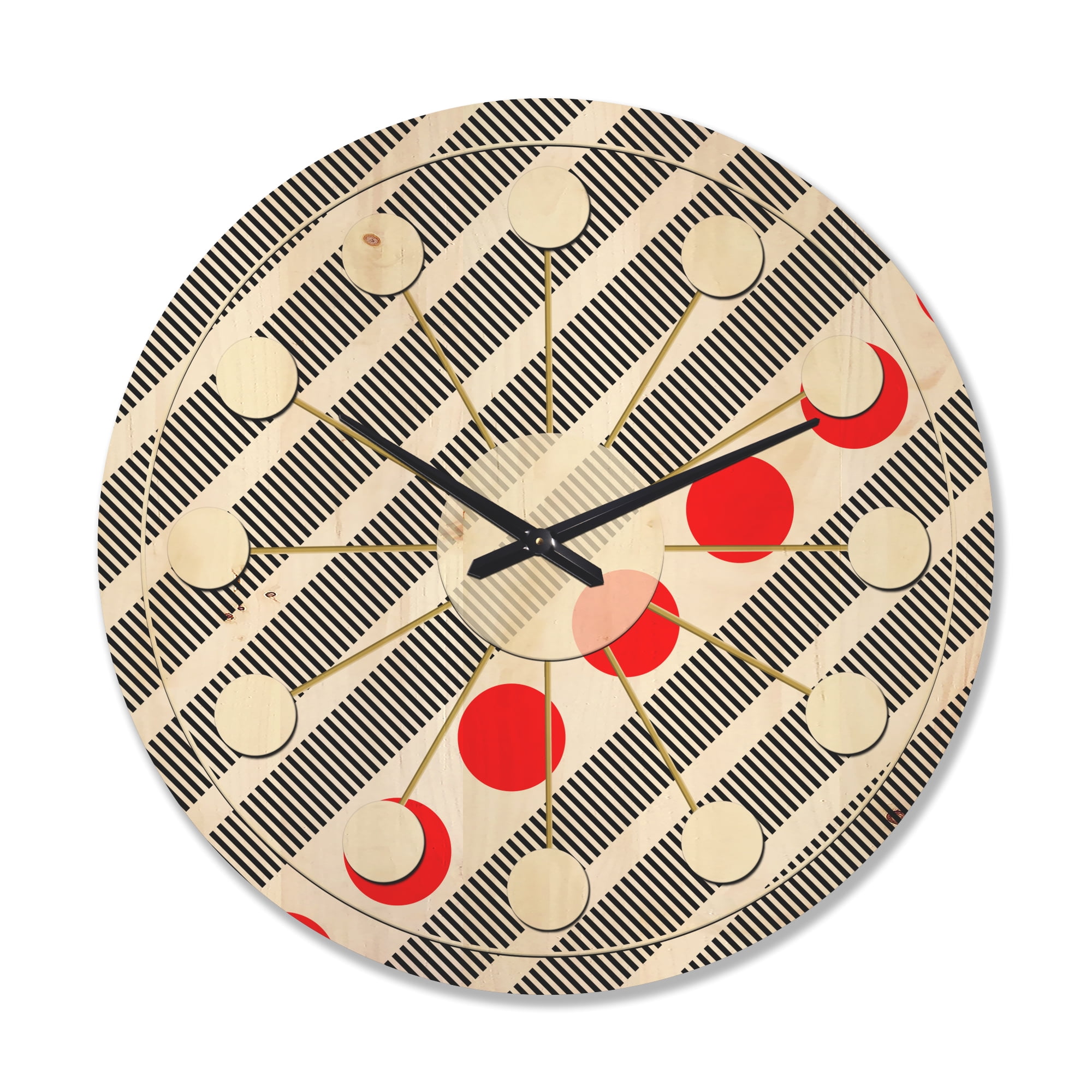Designart 'Geometrical Abstract Retro Minimal Pattern XI' Mid-Century Modern Wood Wall Clock