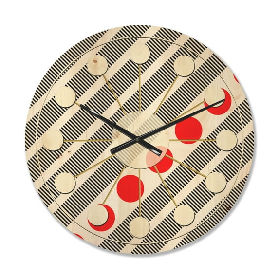 Designart 'Geometrical Abstract Retro Minimal Pattern XI' Mid-Century Modern Wood Wall Clock