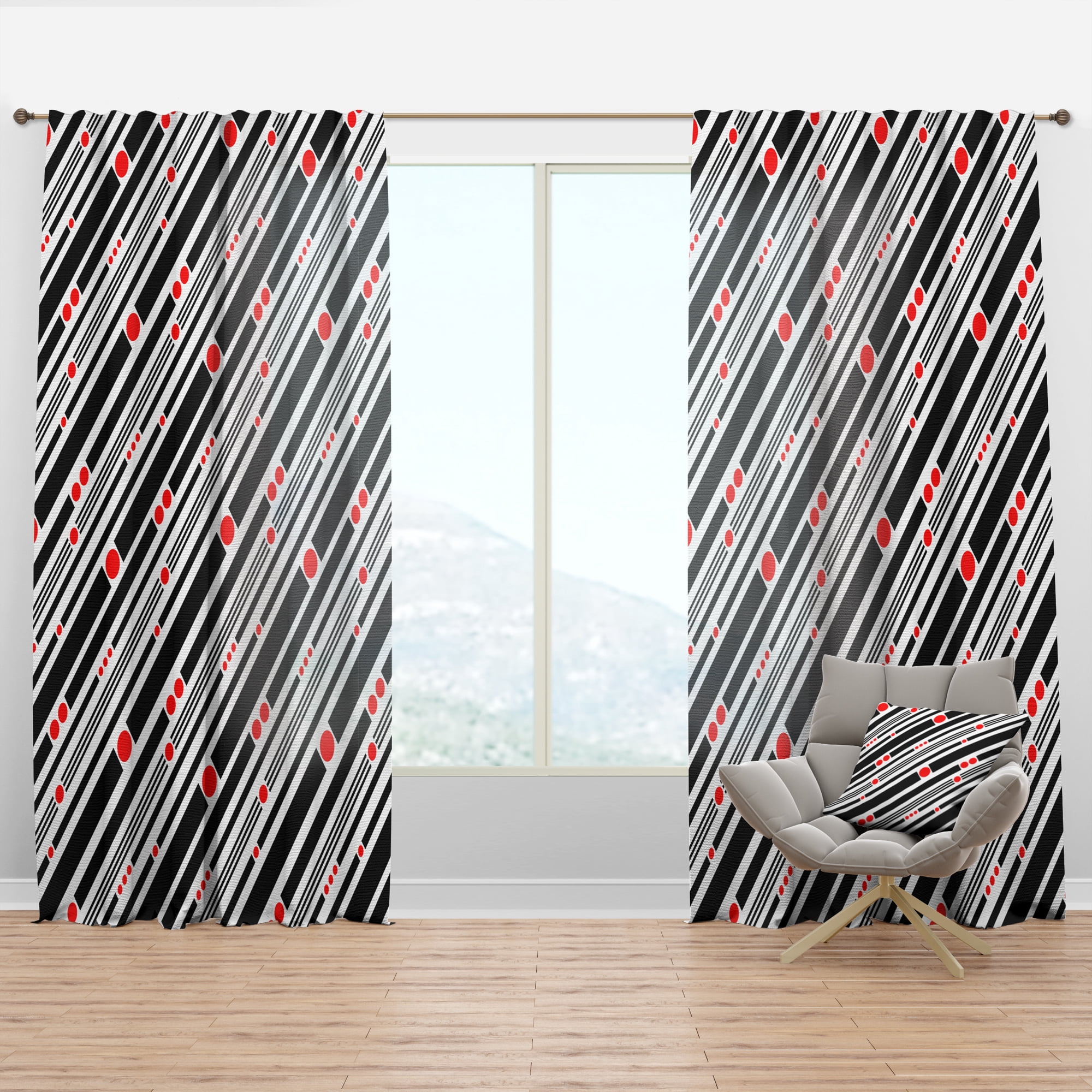 Designart 'Geometrical Abstract Retro Minimal Pattern XII' Mid-Century Modern Curtain Panel