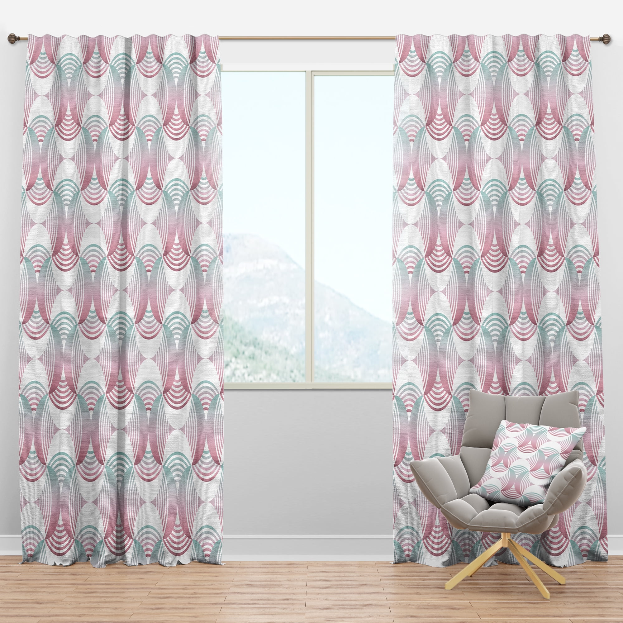 Designart 'Geometrical Abstract Retro Pattern I' Mid-Century Modern Blackout Curtain Panel