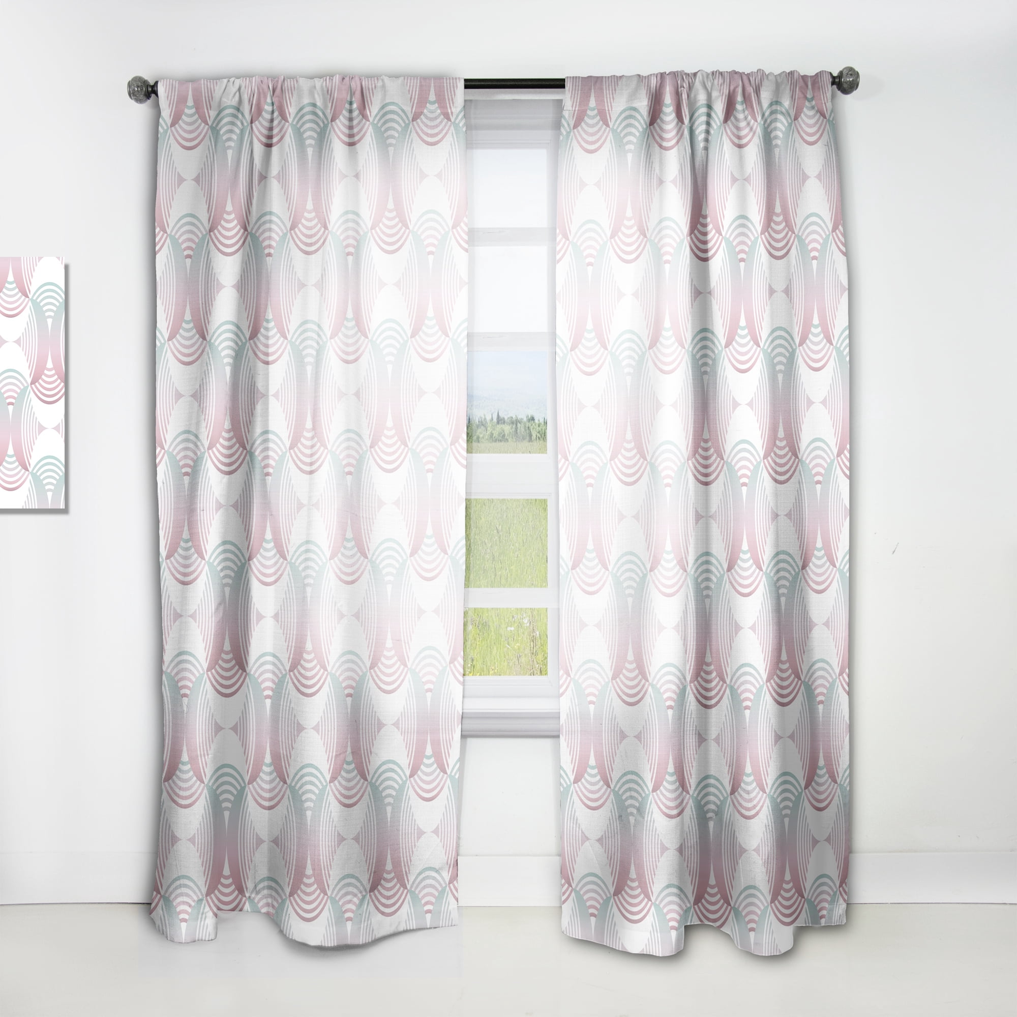 Designart 'Geometrical Abstract Retro Pattern I' Mid-Century Modern Curtain Panel