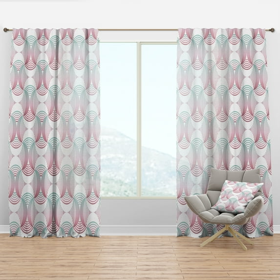 Designart 'Geometrical Abstract Retro Pattern I' Mid-Century Modern Curtain Panel